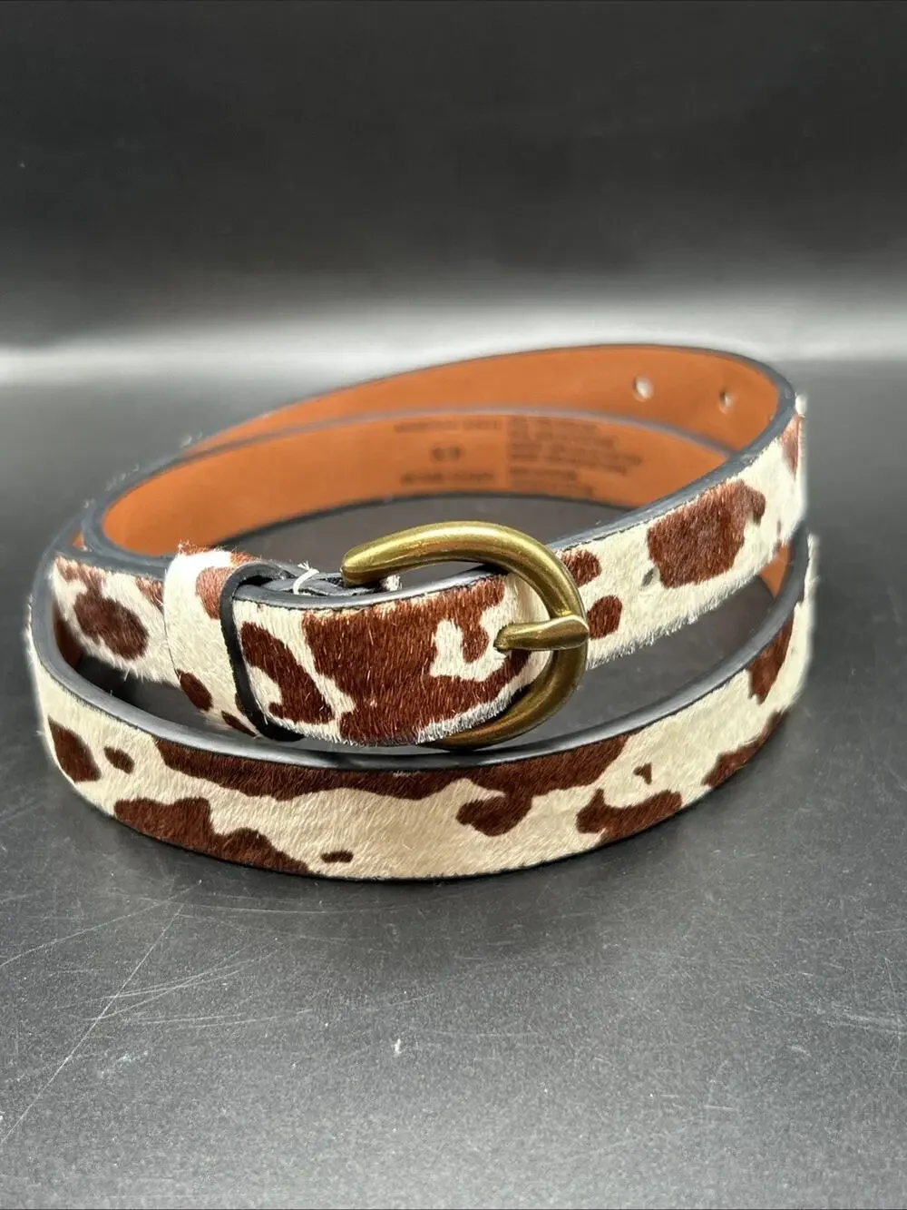 American Eagle Thin Belt Women’s Small Calf Hair Animal Print 29.5” 3/4” Wide